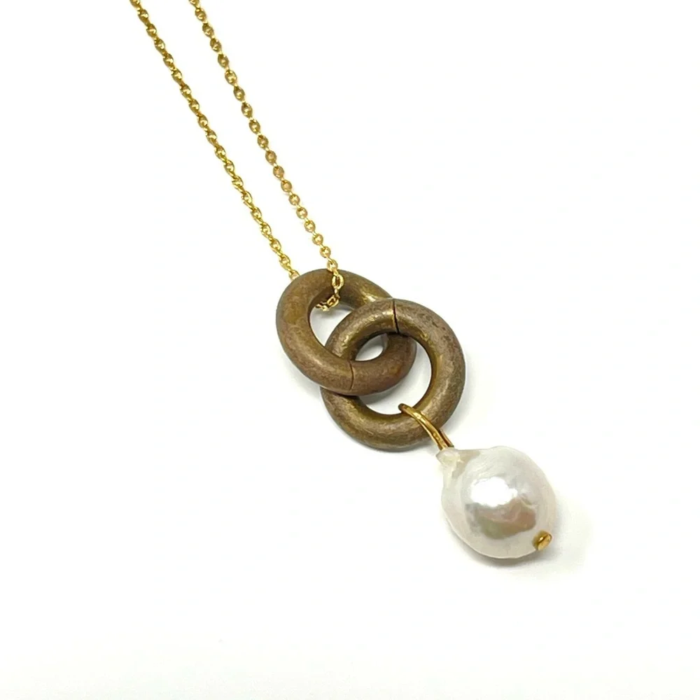 New Anthropologie x Serefina Ring Pearl Necklace Gold - Picture 4 of 4